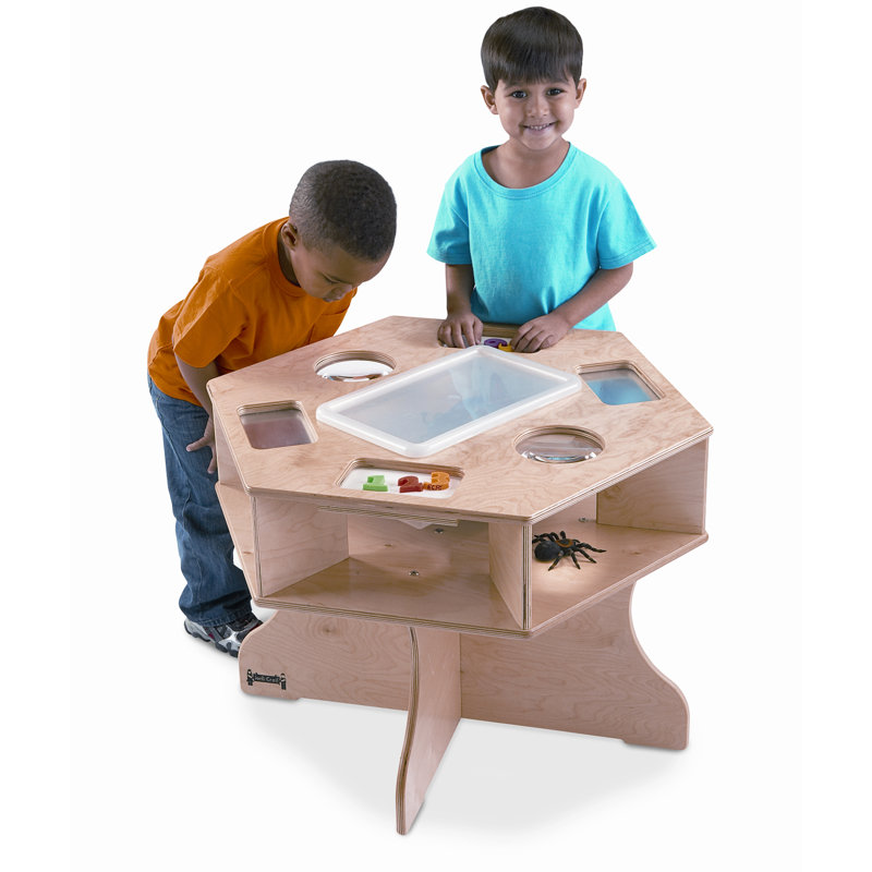 Natural Wood Six-Sided Science Activity Table