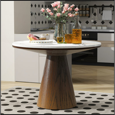 Table de salle à manger ronde rétro avec pieds robustes en polywood pour les intérieurs modernes et classiques