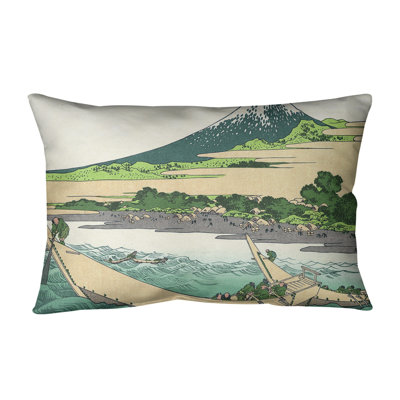 Katsushika Hokusai Cotton Reversible Throw Pillow