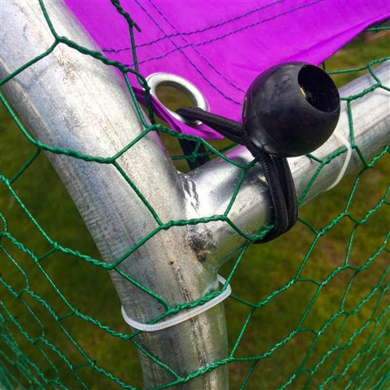 Galvanized Metal Walk-In Chicken Coop with Purple Waterproof Cover