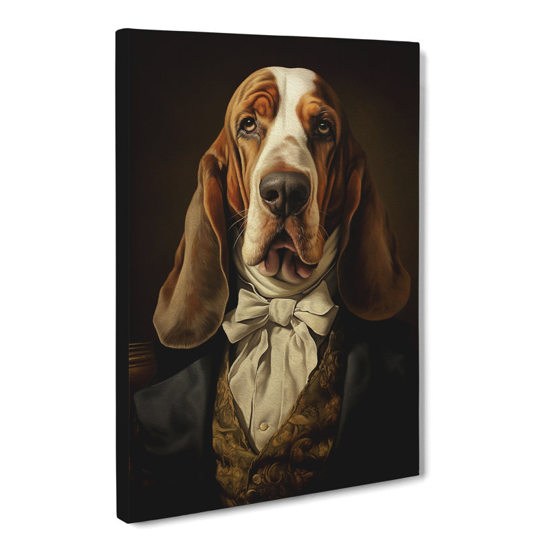 Basset Hound Classicism Art No.2 - Wrapped Canvas, 76cm H x 50cm W x 3cm D