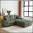 84Inch Corduroy 3 - Seater Sofa with 3 Back 2 Toss Pillows Ottoman 2 Storage Cup - Holding Grooves-382341691