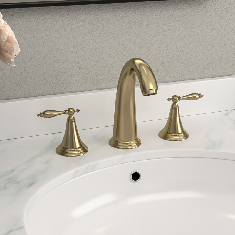 2 Handle Bathroom Sink Faucet with Pop-Up Drainer Washroom Sink Faucet Lavatory Sink Faucet, Brushed Gold
