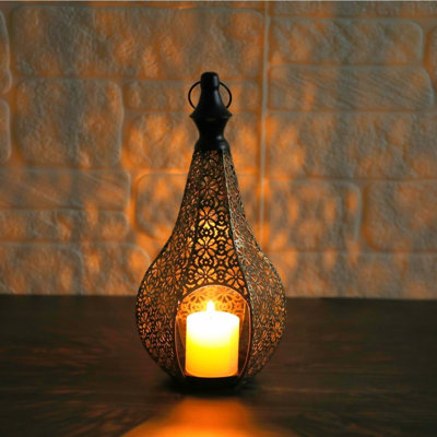 Bougeoirs de lanterne marocaine 11,6 pouces pour décorations Ramadan, suspendus, patio extérieur ou porche, décoration intérieure