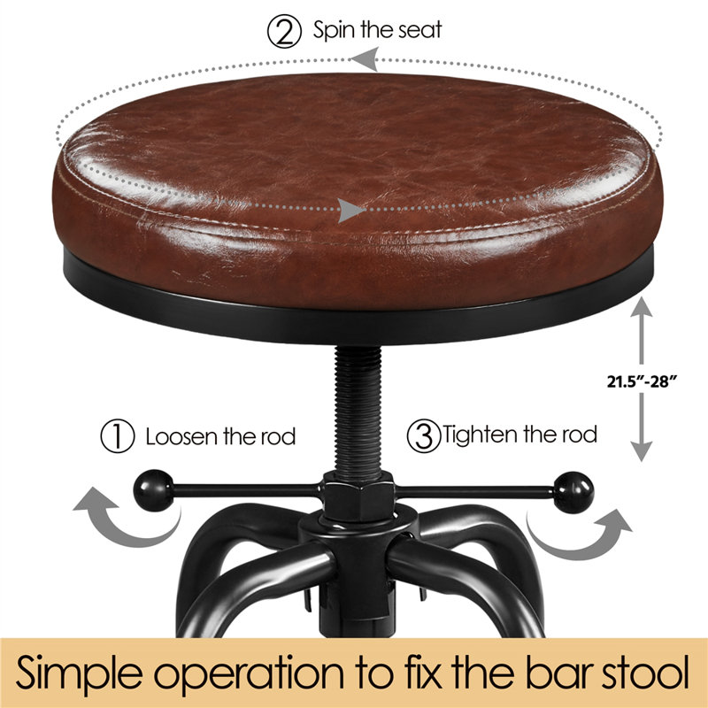 Palmquist Swivel Upholstered Adjustable Height Counter Stool with Metal Frame, Brown