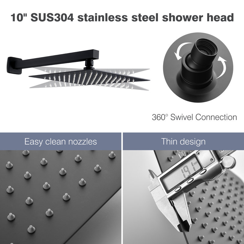 Robinet de douche avec valve brute, Noir