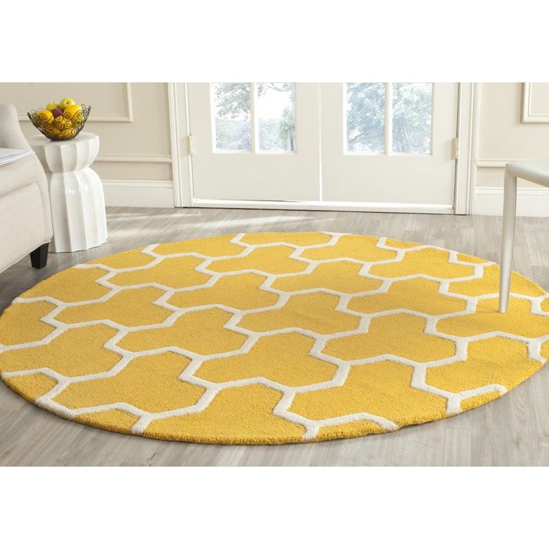 Sanyla Wool Geometric Indoor Rug, Round 6'
