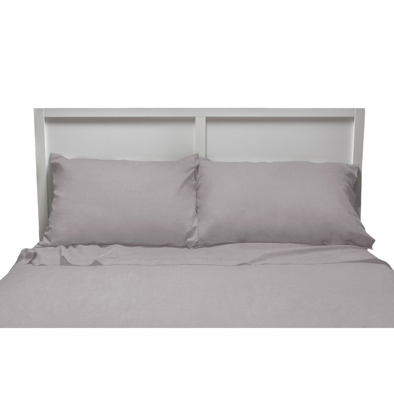 100% Cotton Standard Sheet Set, King Sheet Set  + 2 Standard Pillowcases, Gray