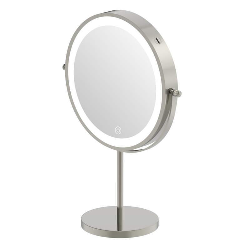 Miroir de plancher rond en métal Dillwyn, Nickel brossé