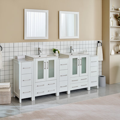  Framed 84" Double Bathroom Vanity Set