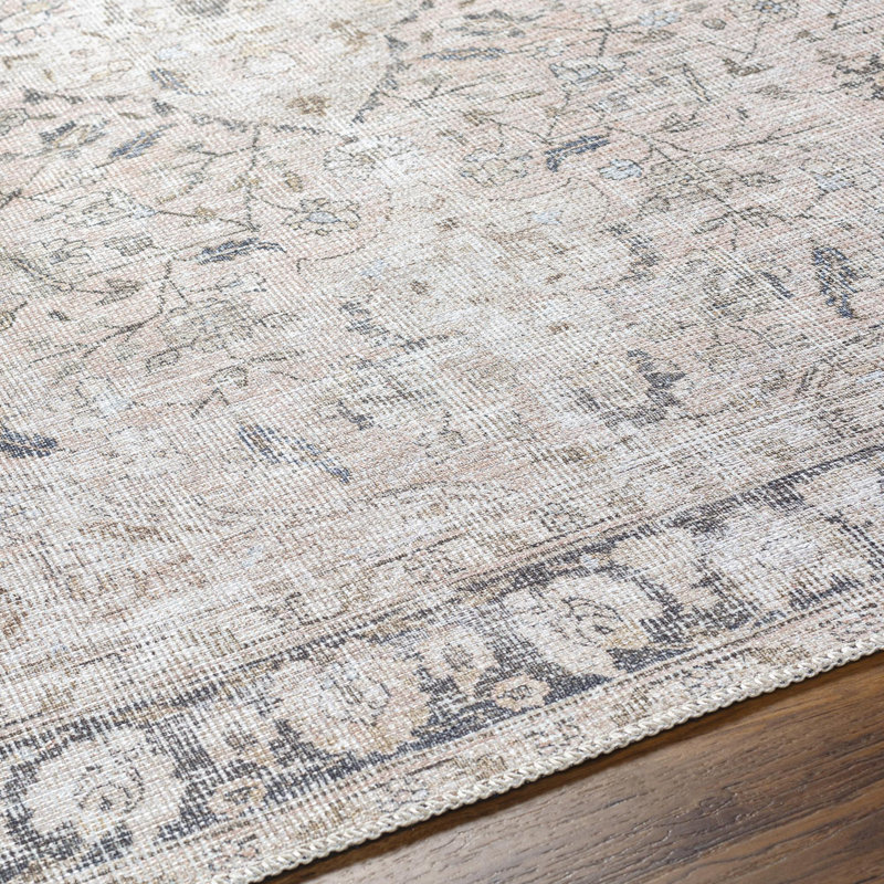 Isaic Light Beige Machine Washable Area Rug, Rectangle 8'10" x 12'