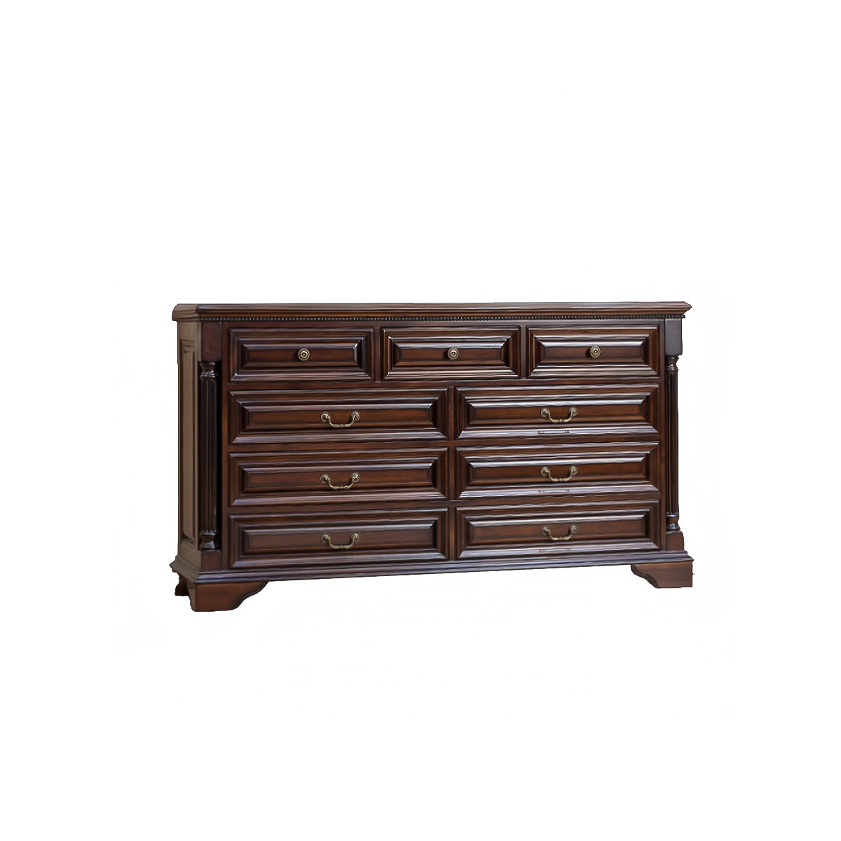 Refineroost Retro Brown Solid Wood Nine-Drawer Dresser | Wayfair