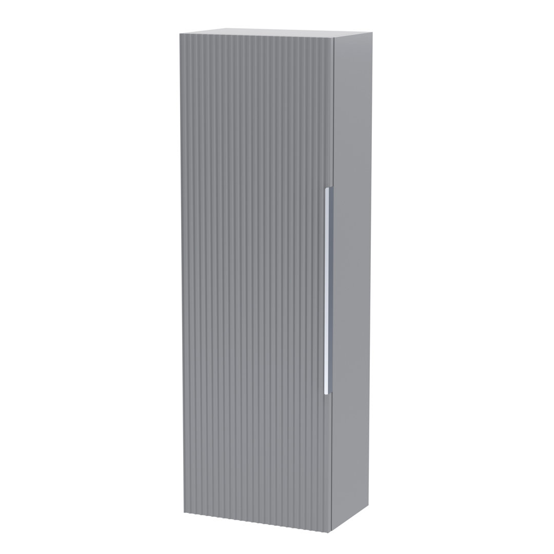 Hudson Reed Fluted 400mm Tall Unit Single Door - Satin Grey - MFC Painted Gloss - 1200 x 400 x 253 cm - Image 3