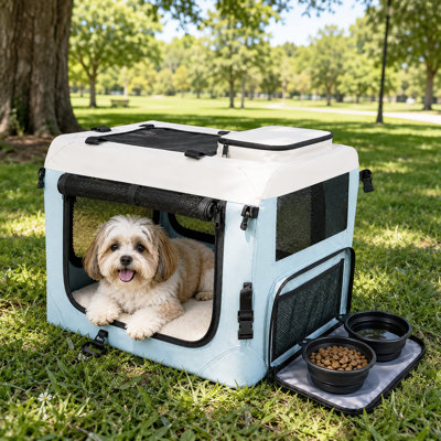 Cage de transport pliable Tailgate-Den® pour animaux de compagnie avec deux bols et un espace de rangement
