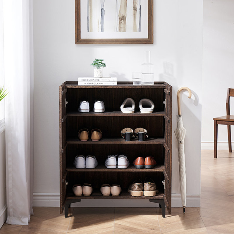 Rangement pour chaussures en bois massif brun noisette