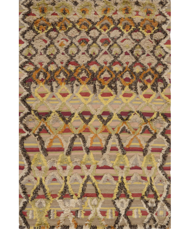 Moroccan Geometric Area Rug in Beige/Brown/Red