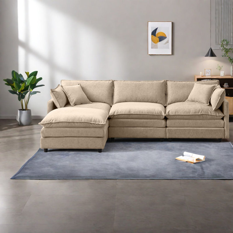 Canapé modulaire en L revêtu de chenille modulaire de qualité supérieure pour la vie familiale