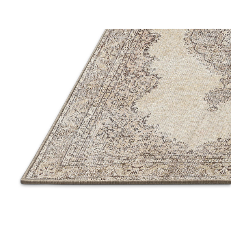 Tapis oriental en laine crème / gris, Rectangle 6 pi x 9 pi