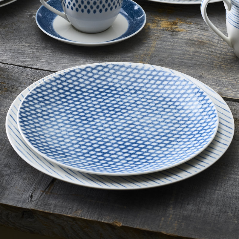 Blue and White Porcelain 12-Piece Dinnerware Set, Service for 4