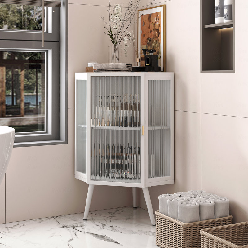 Armoire 22,25 po avec porte en verre trempé et tablettes de rangement