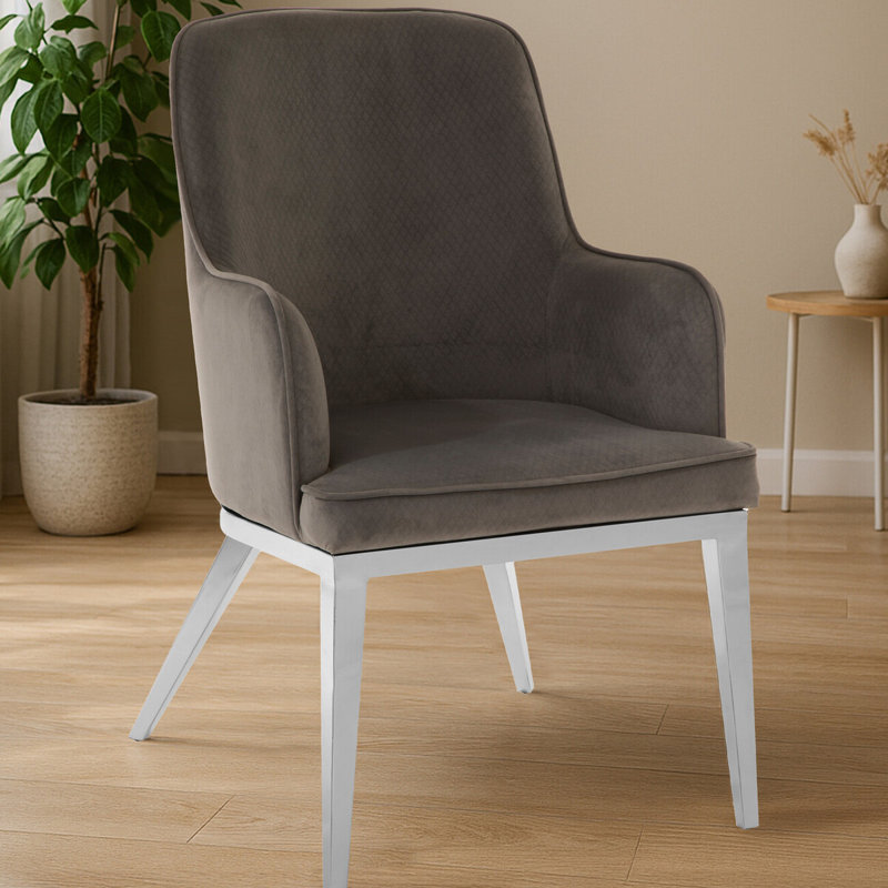 Florissant 46cm H Velvet Upholstered Armchair in Black