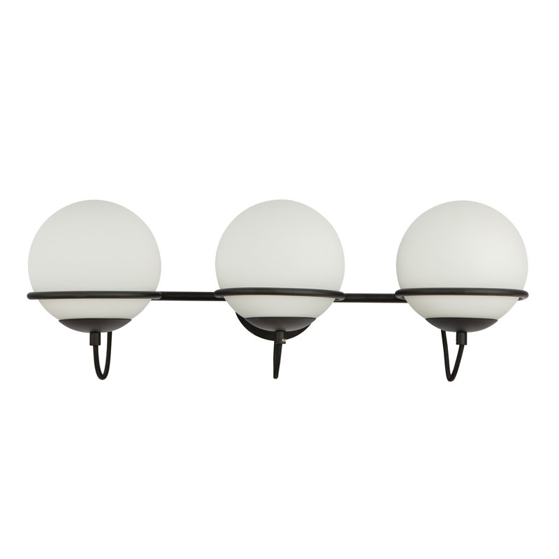 Matte Black and Opal Glass 3-Light Vanity Fixture