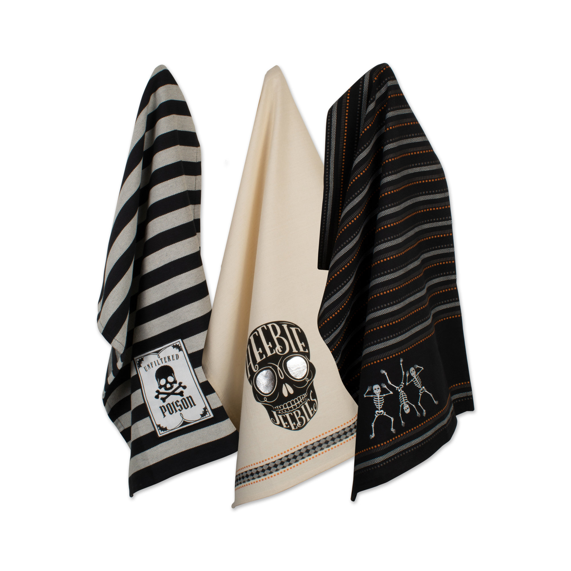 The Holiday Aisle® Asst Skeleton Embellished 3 Piece Dish Cloth Set & Reviews | Wayfair