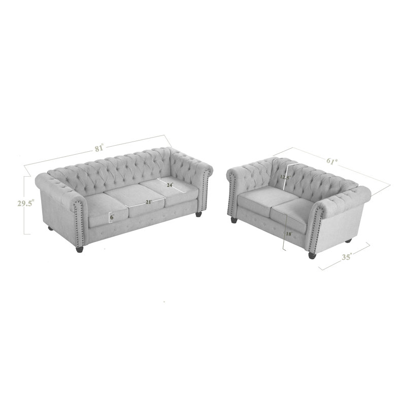 Bosworth Cheadle 2-Piece Chesterfield Living Room Set