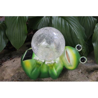 Solar Powered Frog Statue Glass Ball Garden Decoration Sculpture Outdoor Landscape Yard Pathway Lawn Patio Color Changing LED Light -  Amples, SF01