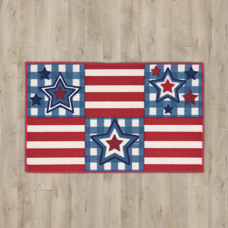Tapis de zone bleue/rouge 1 pi 5 po x 2 pi 4 po americana Amberwood