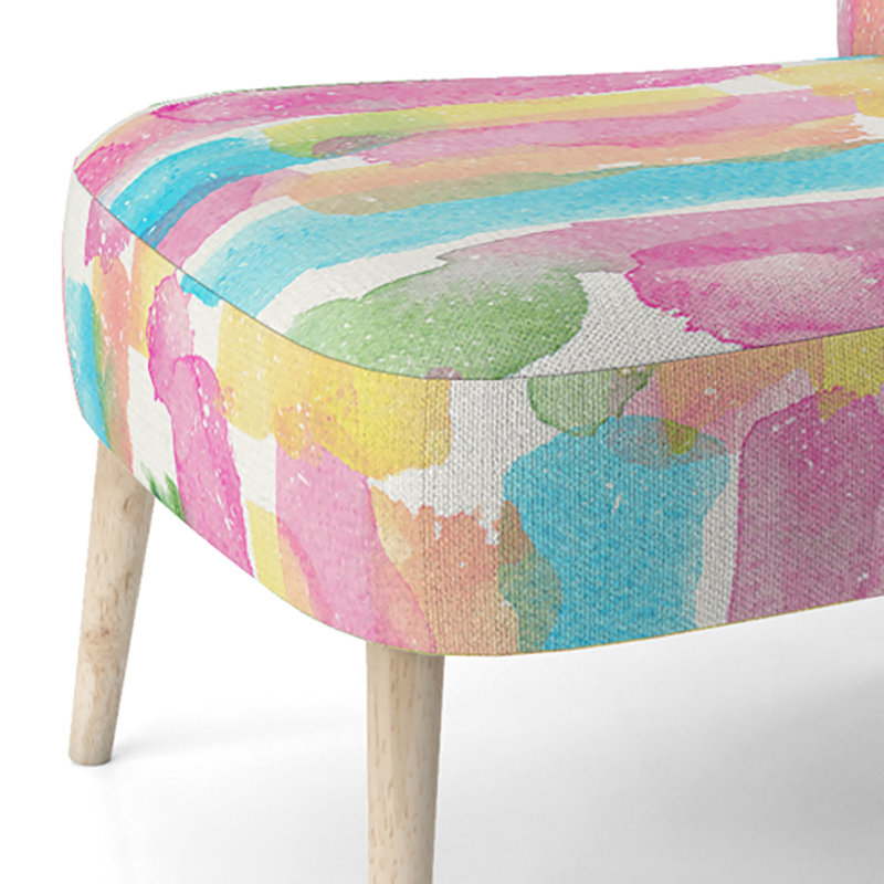 Chaise d'appoint rembourrée à motif géométrique multicolore à rayures géométriques