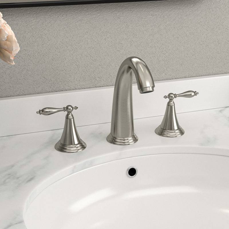 2 Handle Bathroom Sink Faucet with Pop-Up Drainer Washroom Sink Faucet Lavatory Sink Faucet, Brushed Nickel