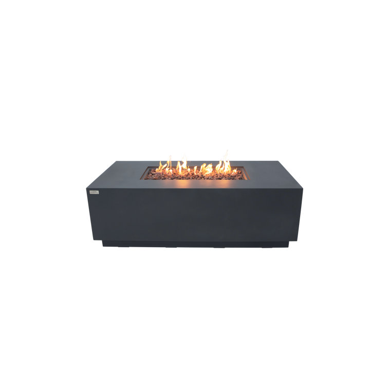 Sedona 66" L x 32 W x 22" H Concrete Fire Pit Table with Pull-Out Propane Tank Drawer by AMS Fireplace