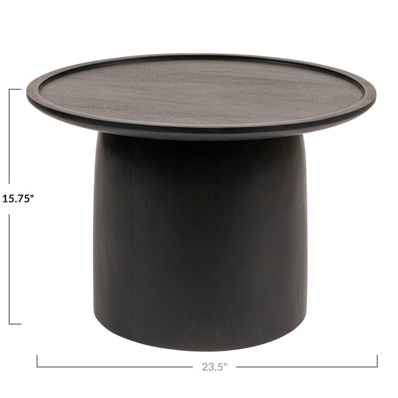 Romy Round Mango Wood Accent Table with Tapered Drum Base