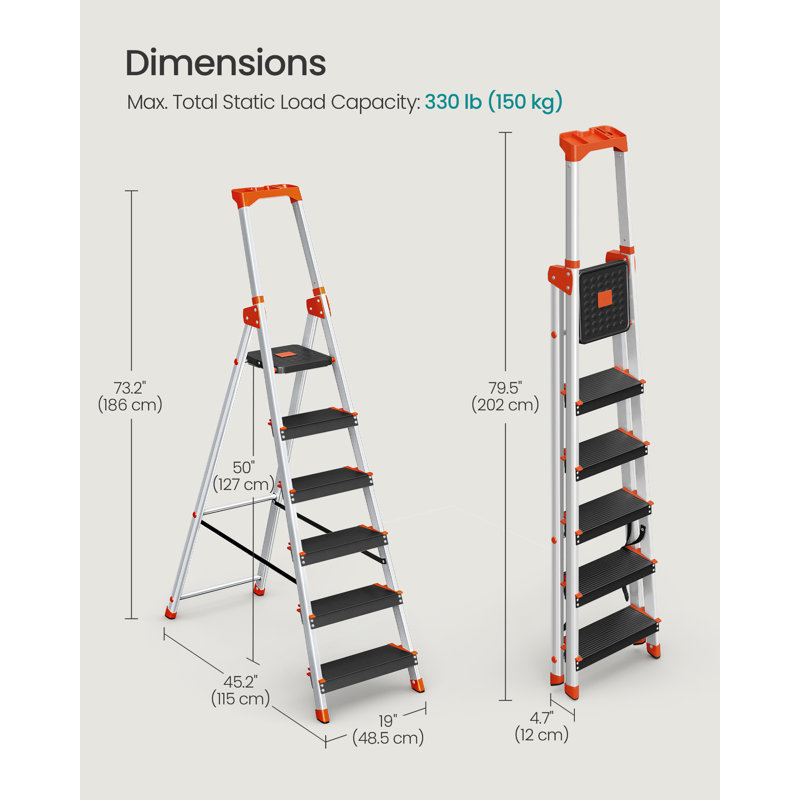 Aluminium Step Ladder, Black