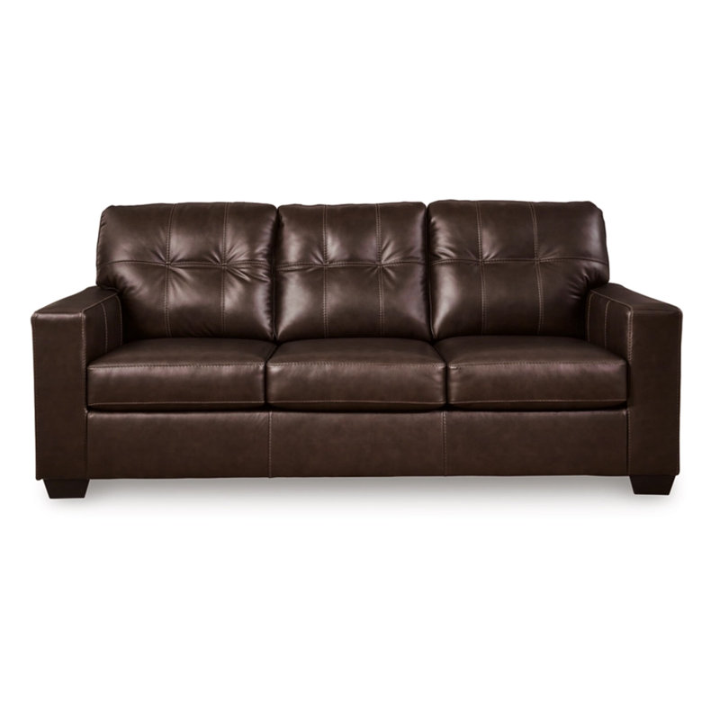 Canapé-lit grand Orion, cuir véritable et simili cuir 85 pouces, Marron foncé