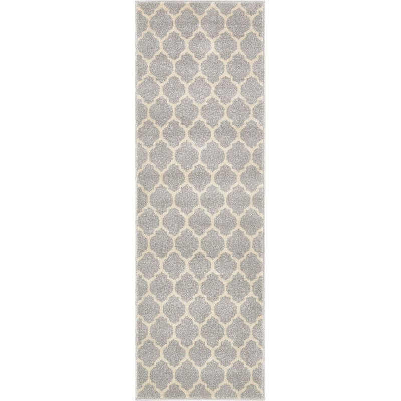 Tapis à motif géométrique gris Molly, Tapis de couloir 2 pi x 6 pi 1 po