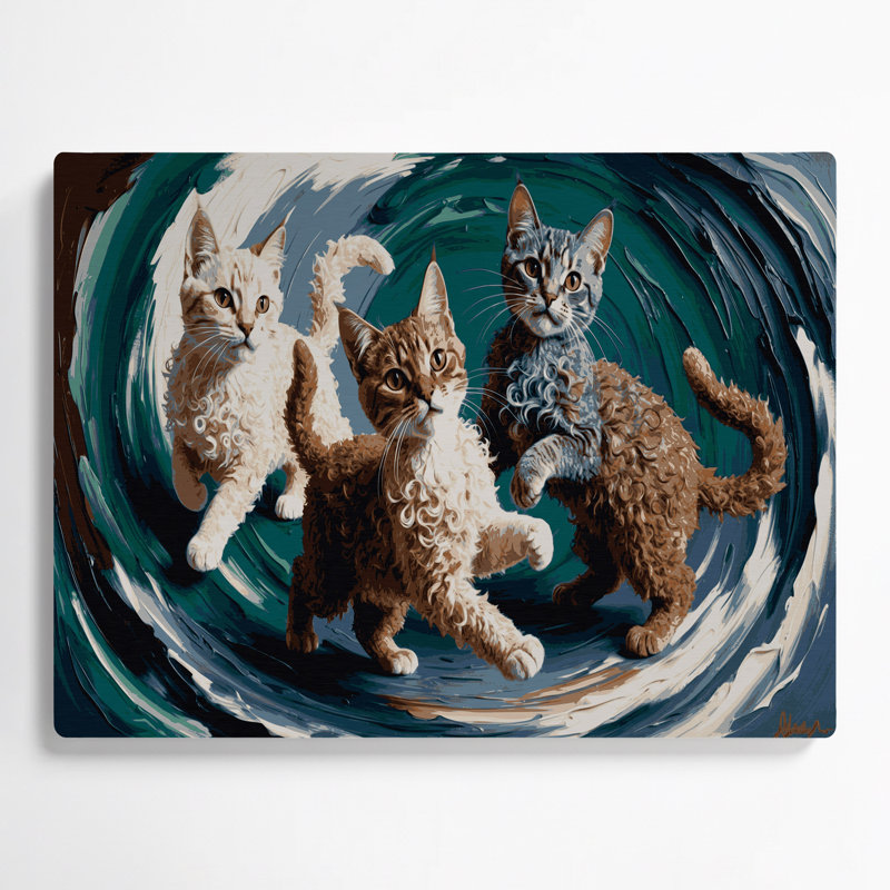 Chats Selkirk Rex, art mural en métal gris