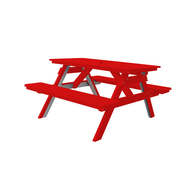 Table de pique-nique rectangulaire, L 55 po x L 60 po, Rouge vif