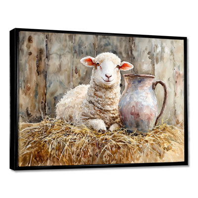 Douwine Baby Sheep Portrait at The Barn I - Sheep, art mural de salon