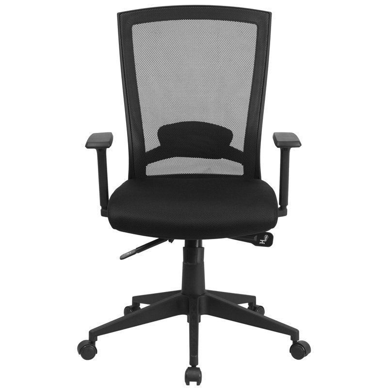 ErgoFlex Mid-Back Black Mesh Swivel Executive Office Chair with Adjustable Arms