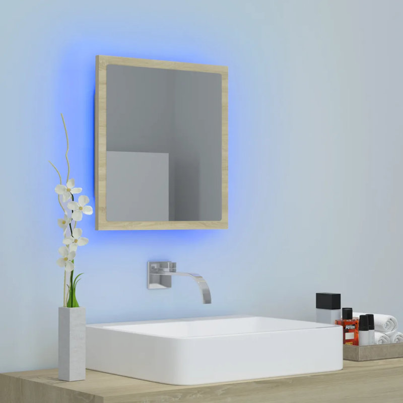 Aubarta LED Bathroom Mirror Acrylic, Sonoma Oak, 37cm H x 60cm W