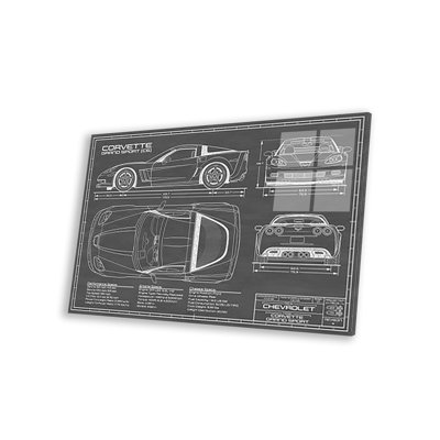 Corvette (C6) Grand Sport, impression noire sur verre acrylique