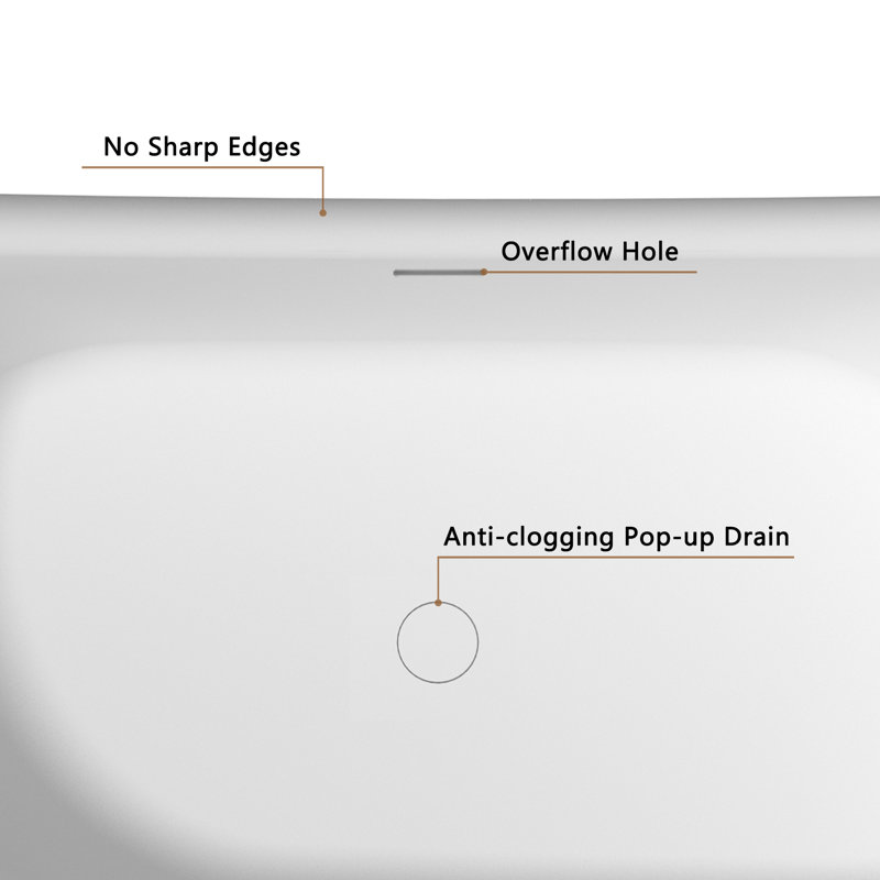 67" Matte White Stone Resin Freestanding Soaking Bathtub
