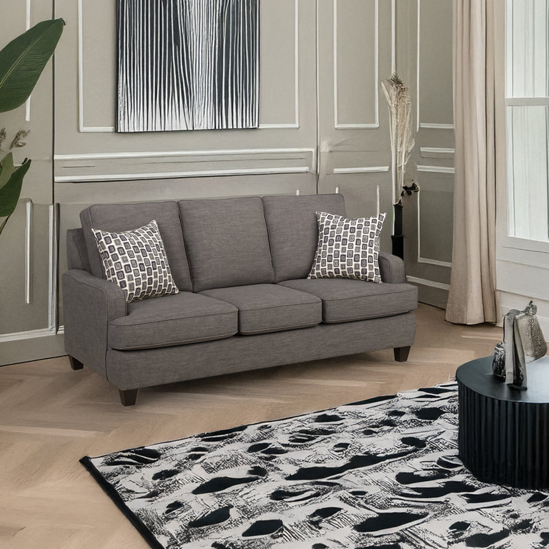 Canapé en tissu Baxter, gris, Gris, H 37 po x l 78 po x P 35 po, 3