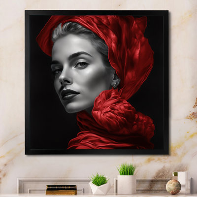 «Vintage Lady in Stylish Red I», reproduction sur toile