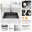 Évier de cuisine à double cuve en acier inoxydable de calibre 18 avec robinet à ressort noir Gunmetal-90977292