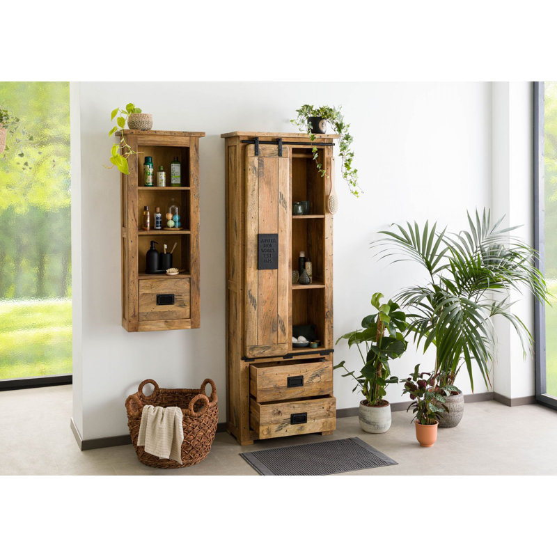 1 Door Wardrobe, Natural Varnish
