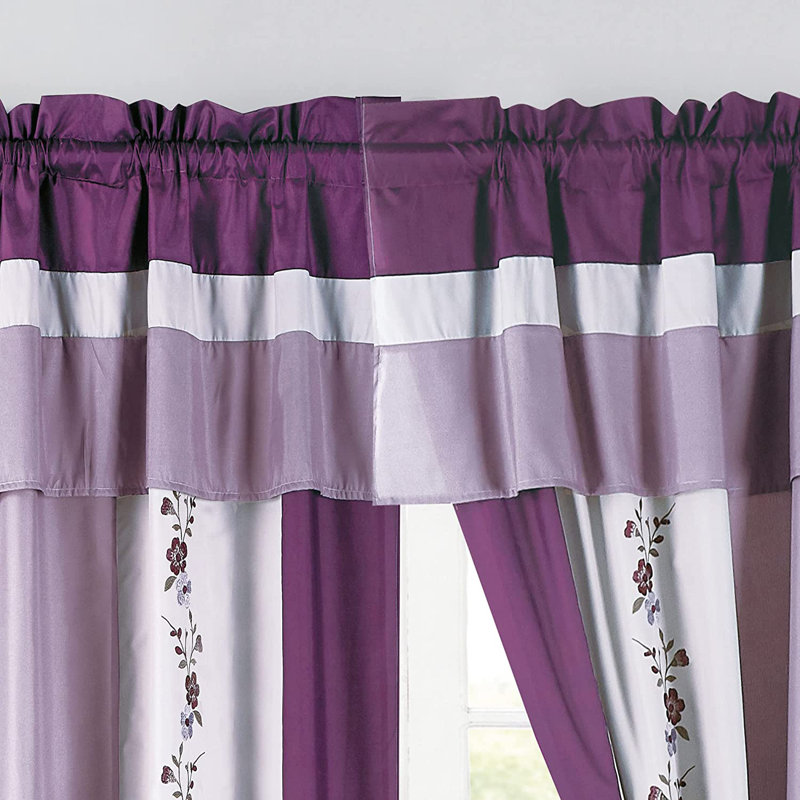 Lavender Purple Polyester Pleated Light-Filtering Window Panel Set