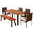 Robledo 6 - Person Acacia Solid Wood Patio Dining Set Umbrella Hole Included Rectangular Table